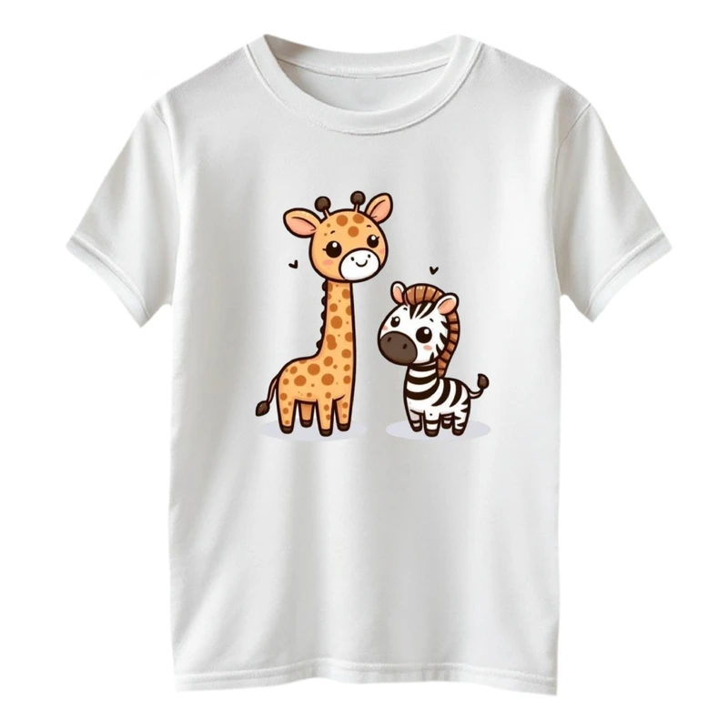 تی شرت آستین کوتاه بچگانه مدل زرافه و گورخر