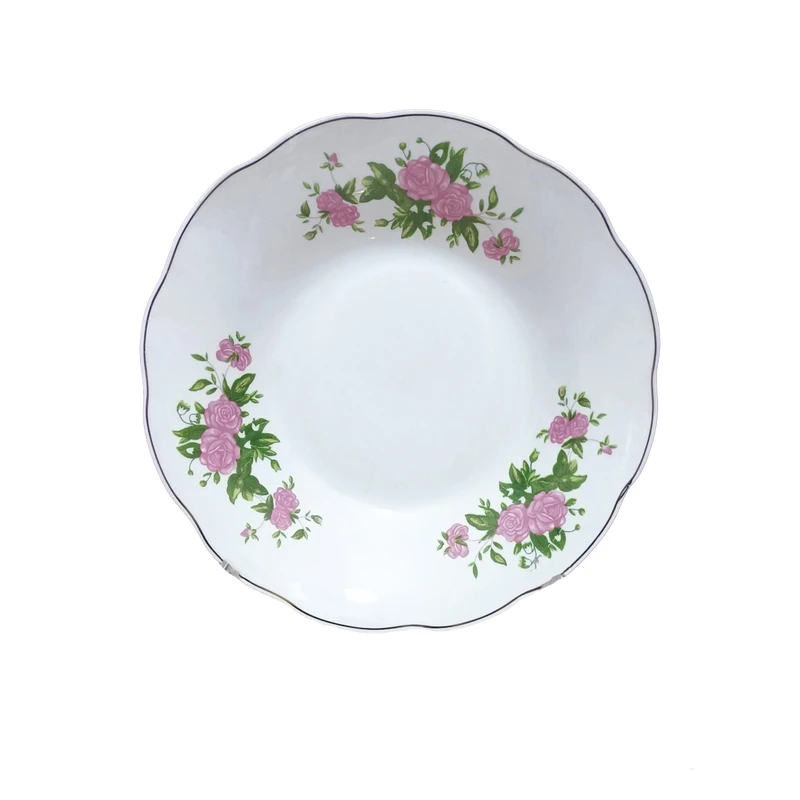 بشقاب خورش خوری مدل گلسرخی مجموعه 6 عددی