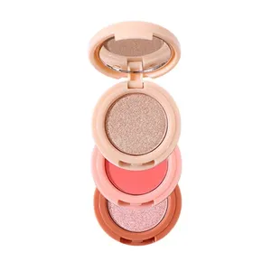 پالت رژ گونه و هایلایتر میس لارا مدل چرخشی شماره 01 مجموعه 3 عددی