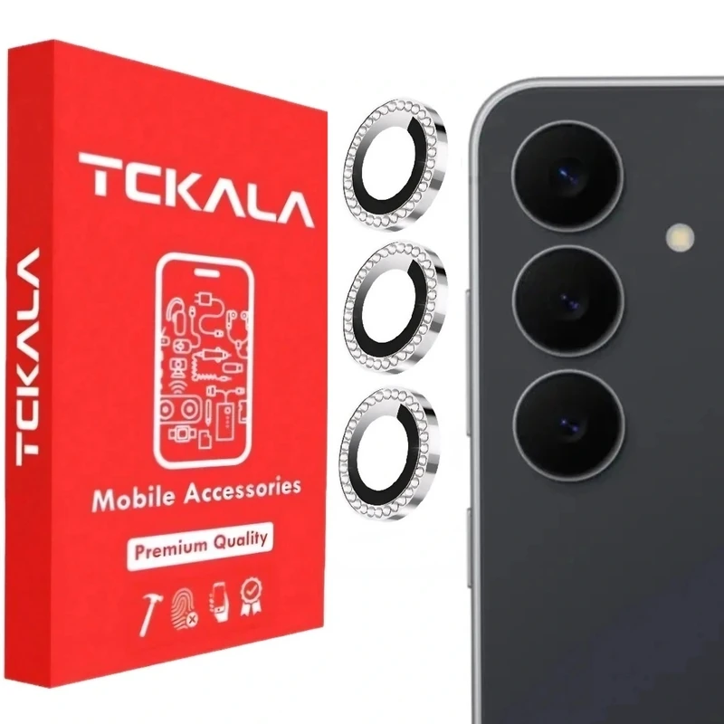 محافظ لنز دوربین فلزی تیسیکالا مدل نگین دار مناسب برای گوشی موبایل سامسونگ Galaxy S25 FE