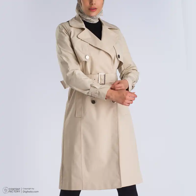 بارانی زنانه عصر جدید مدل 3515-2 رنگ کرم روشن