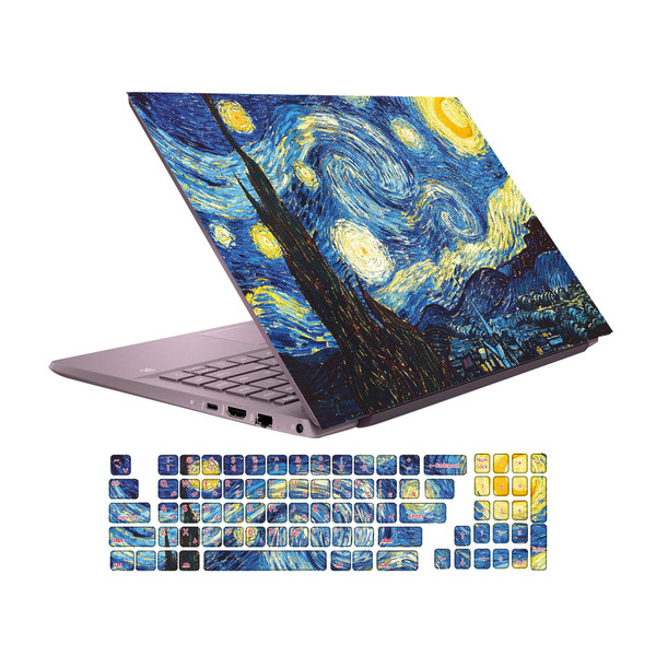  استیکر لپ تاپ گراسیپا طرح شب پر ستاره مناسب برای لپ تاپ 15 اینچی به همراه برچسب حروف فارسی کیبورد