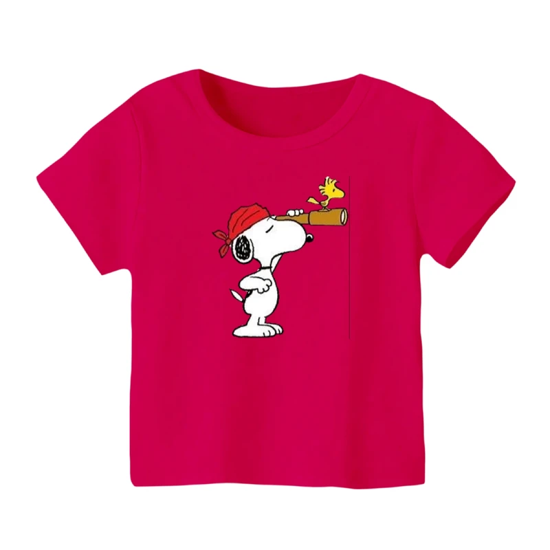 تی شرت آستین کوتاه بچگانه مدل اسنوپی کد ۱۱ رنگ سرخابی