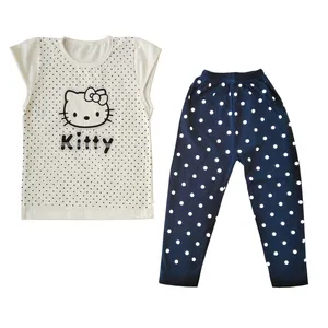 ست تی شرت و شلوار دخترانه  طرح گربه کد 1010