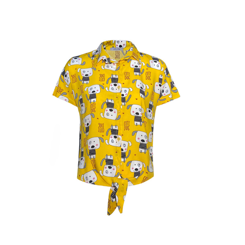 شومیز آستین کوتاه زنانه افراتین مدل گره ای هاپو کد 9564