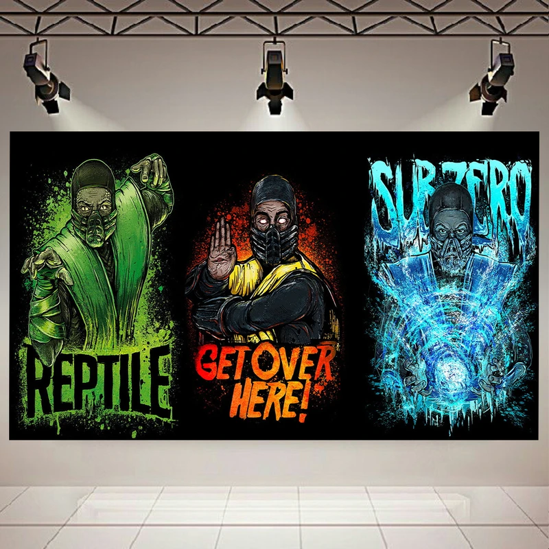 تابلو بوم طرح گیم مدل Reptile & Scorpion & Sub-Zero Mortal Kombat کد AR2193