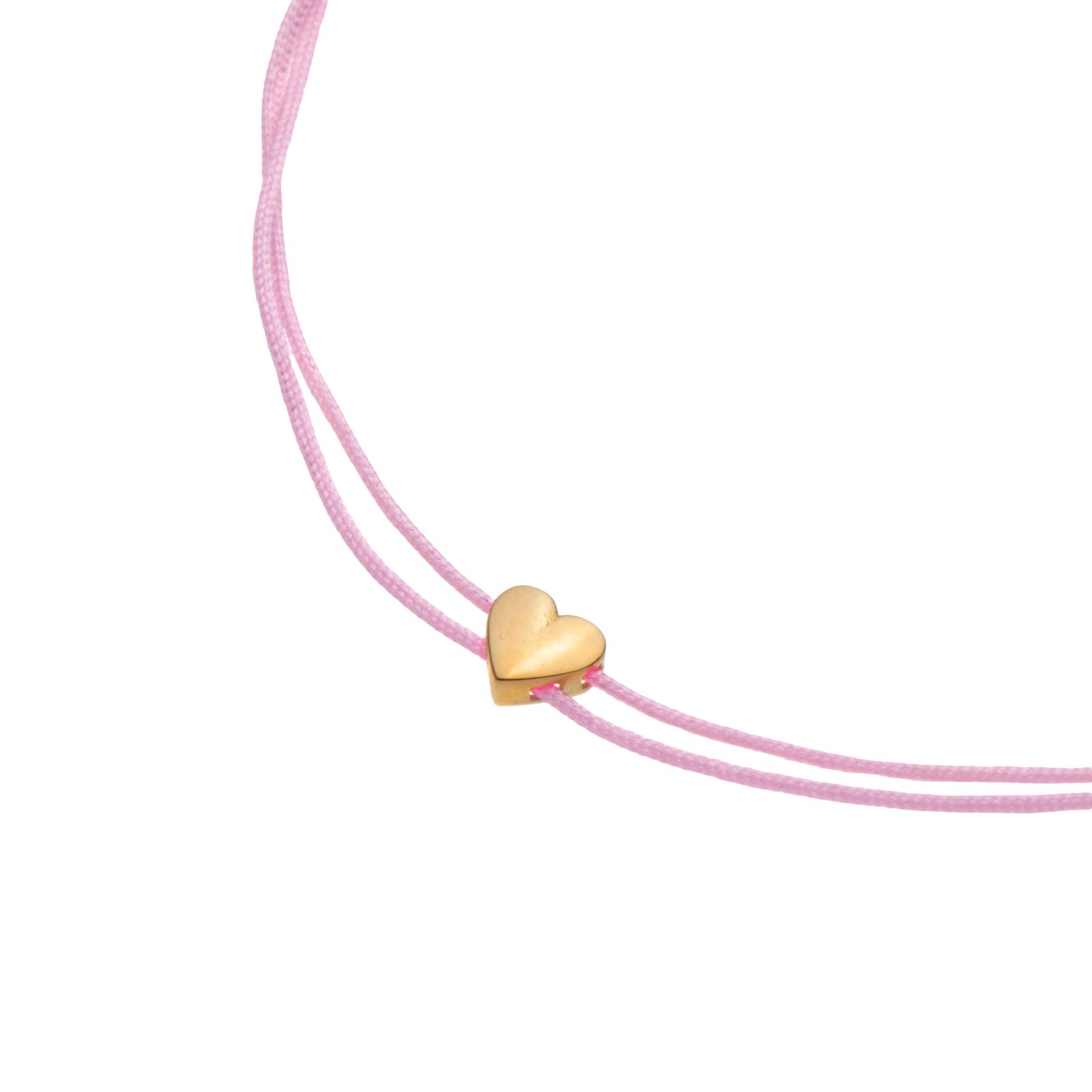 دستبند طلا 18 عیار زنانه با بند نخی درریس مدل قلب توپر کد ad9536 -  - 5