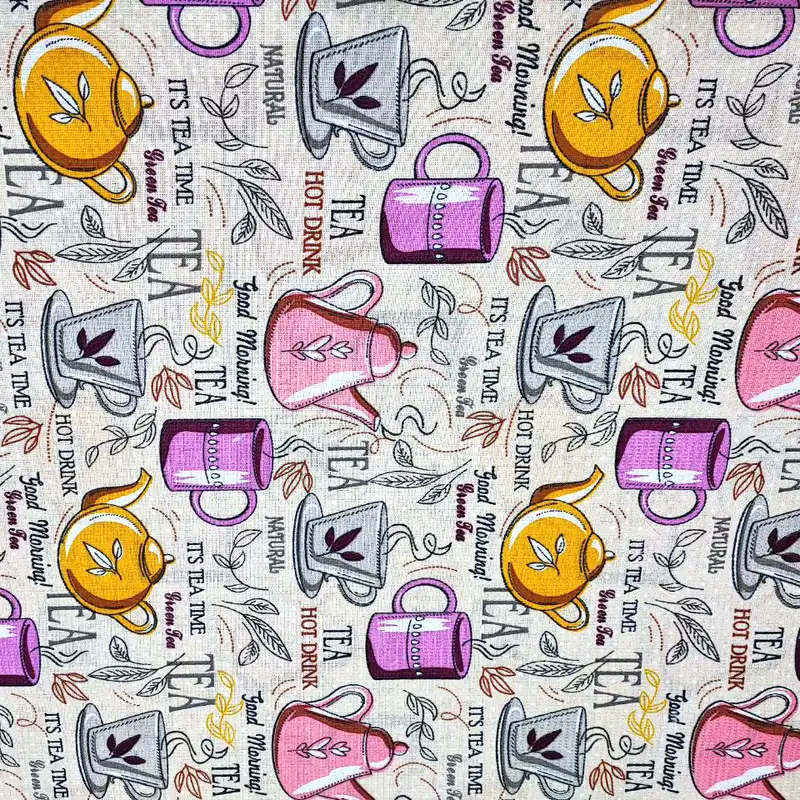 پارچه آشپزخانه طرح قوری و استکان مدل P