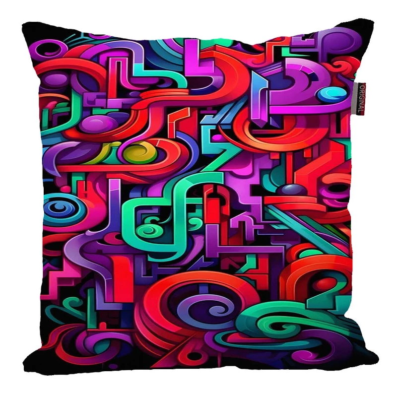 کوسن پاد آفرین مدل فانتزی طرح رنگی گرافیتی گرافیکی کد 967