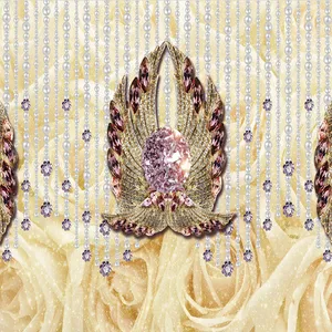 پوستر دیواری سه بعدی مدل آویز مرواریدی گل نگینی DRVF1128