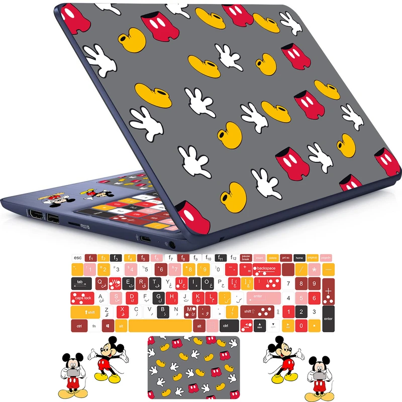   استیکر لپ تاپ راتیانا مدل  mickey mouse 04 مناسب برای لپ تاپ 15 تا 17 اینچ به همراه برچسب حروف فارسی کیبورد