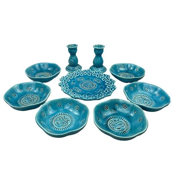 مجموعه ظروف هفت سین 9 پارچه مدل خورشید و ماهی