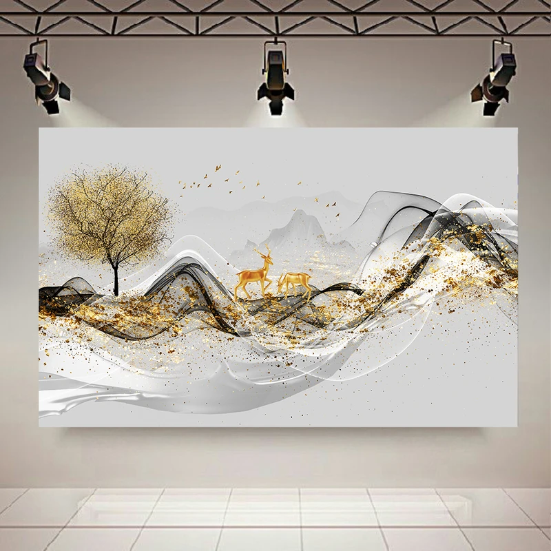 تابلو بوم طرح مینیمال گوزن و درخت کد AR30931