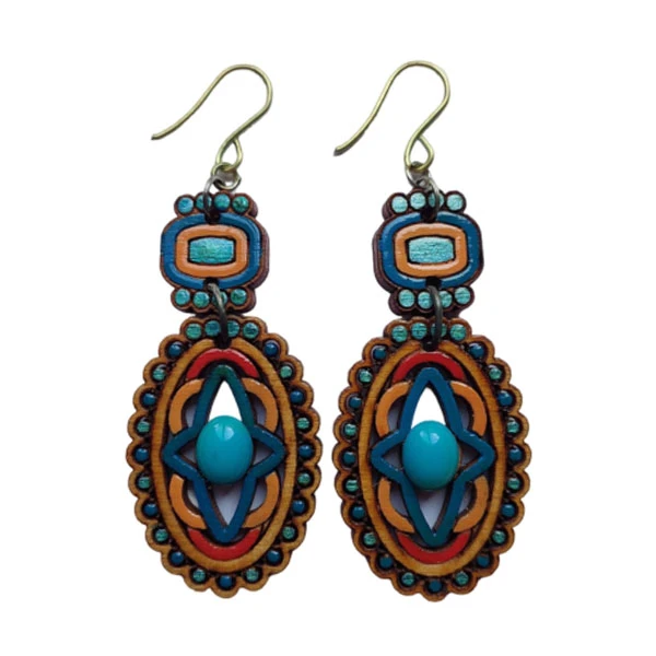 گوشواره زنانه مدل کاشی طرح بیضی کد EP021