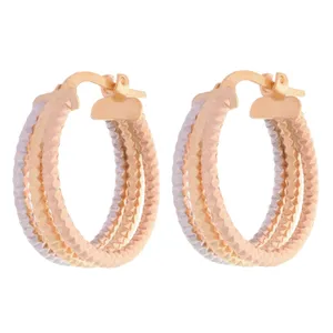 گوشواره طلا 18 عیار زنانه طلای مستجابی مدل حلقه ای تراش سه رنگ کد 18
