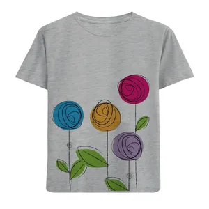 تی شرت آستین کوتاه بچگانه مدل گل ها F747