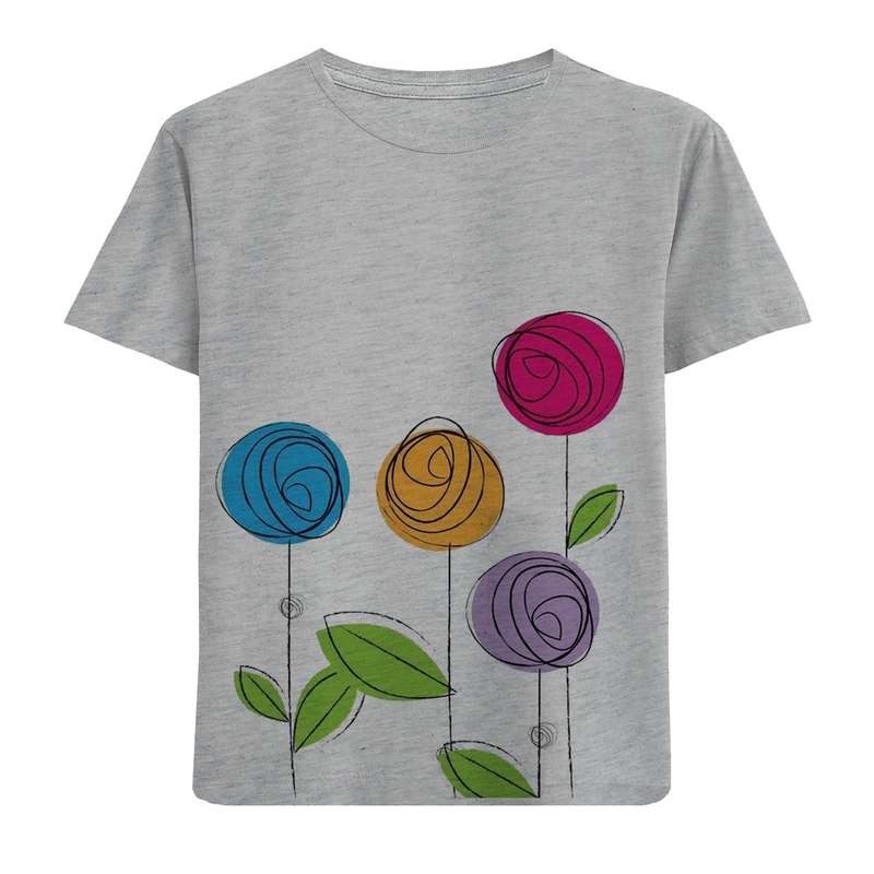 تی شرت آستین کوتاه بچگانه مدل گل F747