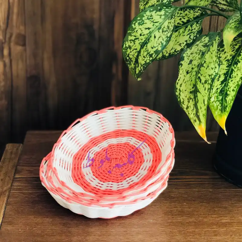 سبد حصیر بافی کلبه بلوط مدل بهار مجموعه 3 عددی