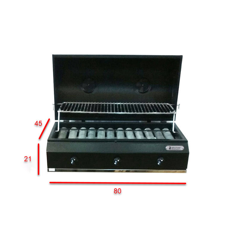 کباب پز شومینه بیستون مدل گازی رومیزی BBQ.G.80.RO.LO