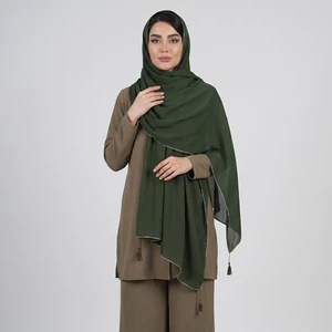 شال زنانه مدل نخی پلیسه منگوله دار