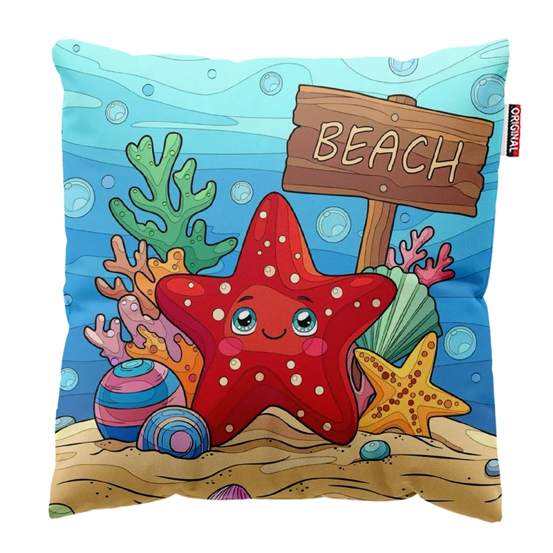 کوسن پاد آفرین مدل کارتونی طرح دریا کد PK403710 سایز 40*40 سانتی متر