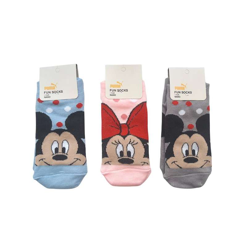 جوراب دخترانه مدل موش ميکي ماووس کد 1334 مجموعه 3 عددي