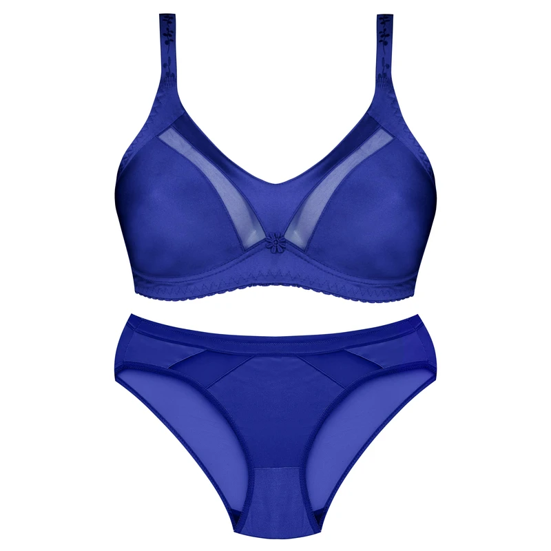 ست شورت و سوتین زنانه پانیذ مدل ساتن وسط توری بدون فنر کد 4648