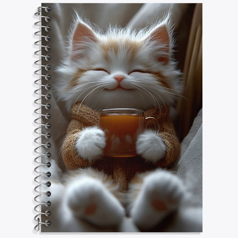 دفتر زبان 50 برگ خندالو مدل سه خط طرح گربه بامزه کد N5361