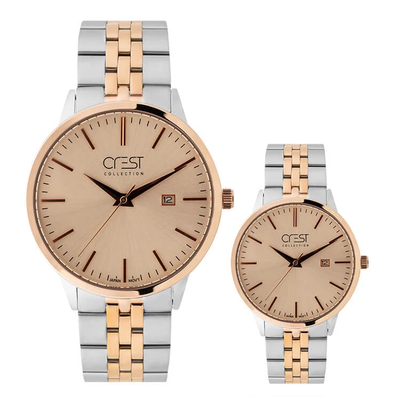 ست ساعت مچی عقربه‌ای کوارتز زنانه و مردانه کرست مدل 6705/2