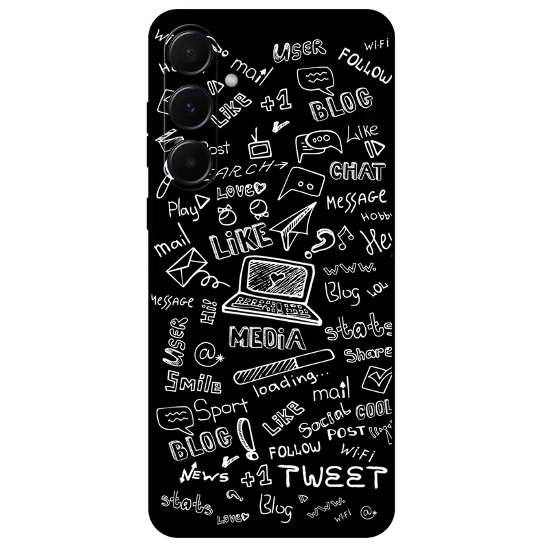 کاور مگافون طرح رسانه های اجتماعی مدل 1898 مناسب برای گوشی موبایل سامسونگ Galaxy A55 5G