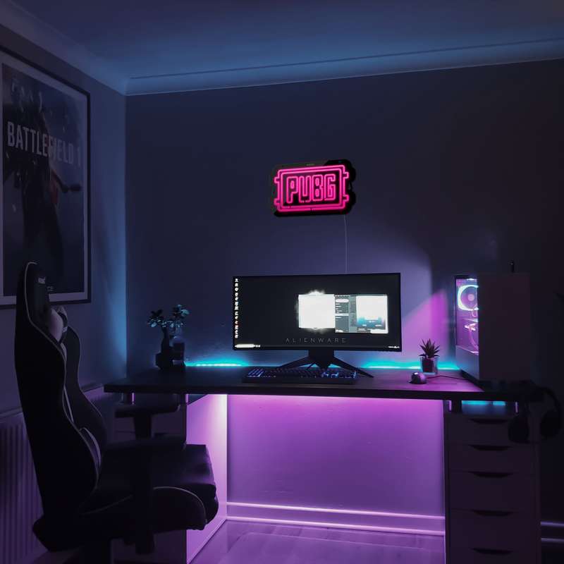 چراغ دیواری نئون دیزاین طرح Pubg-Logo-BL_PN