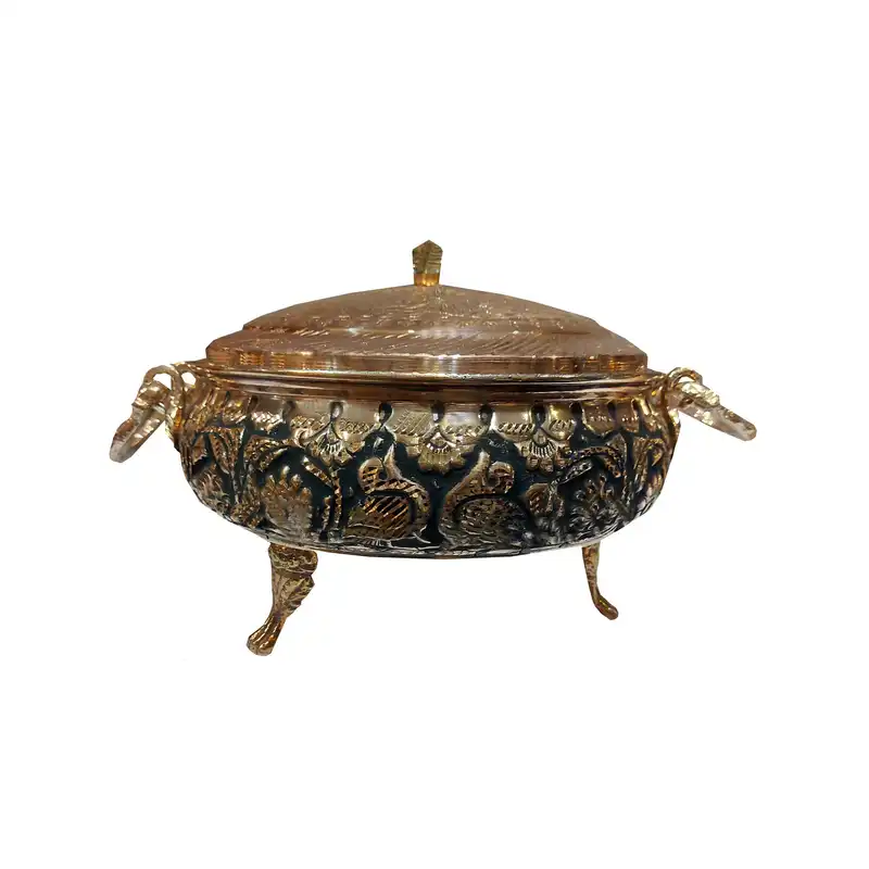 سوپ خوری مسی مدل قلمزنی طرح گل و مرغ کد 665