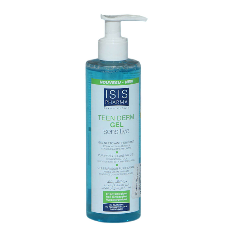 ژل شستشو آیسیس فارما مدل teen derm مناسب پوست چرب حجم 250 میلی لیتر