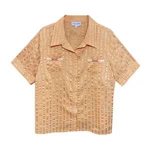 شومیز آستین کوتاه یقه برگردان زنانه مدل 3813