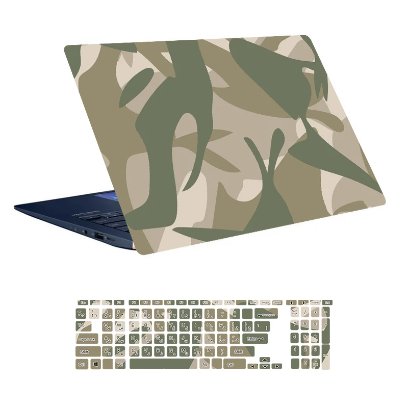 استیکر لپ تاپ توییجین و موییجین طرح Military کد 21 مناسب برای لپ تاپ 15.6 اینچ به همراه برچسب حروف فارسی کیبورد 