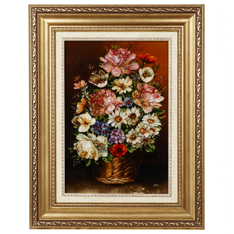 تابلو فرش دستباف سی پرشیا طرح گل در سبد کد 904344