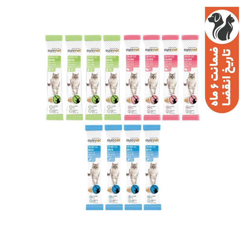 تشویقی گربه یوروپت مدل پک میکس وزن 15 گرم بسته 12 عددی