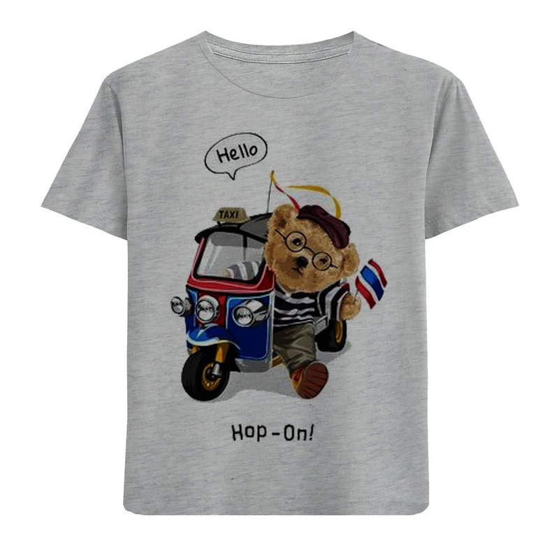 تی شرت آستین کوتاه بچگانه مدل خرس و موتور 3چرخ F712