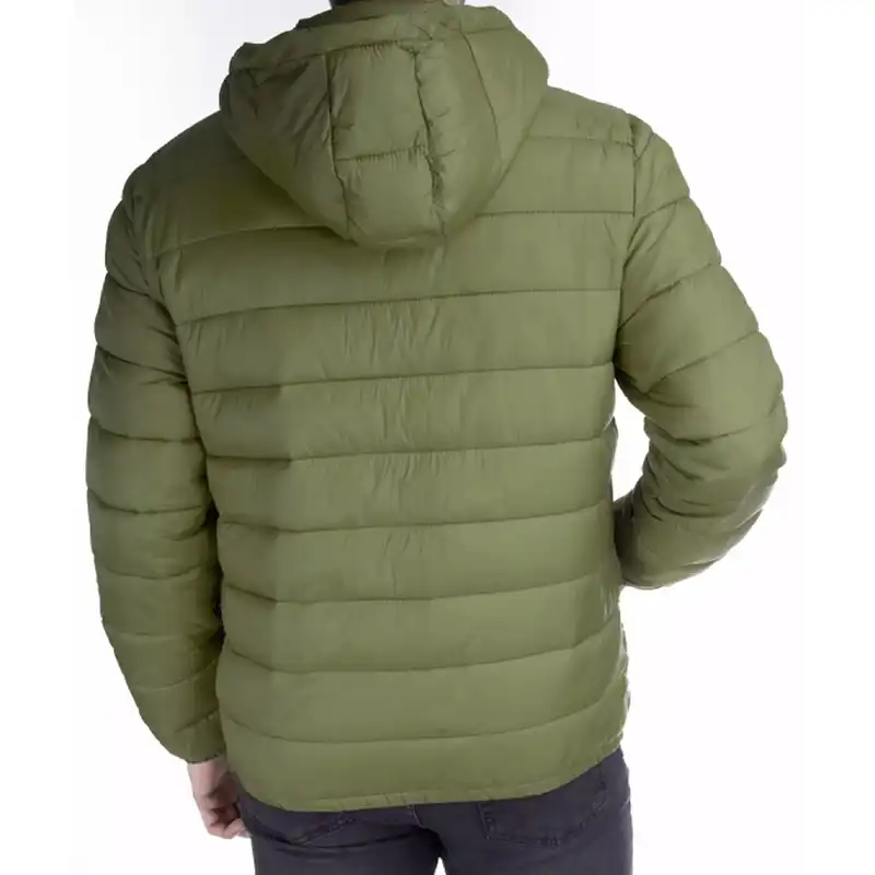 کاپشن مردانه جوتی جینز مدل کلاهدار کد 122124 رنگ سبز زیتونی