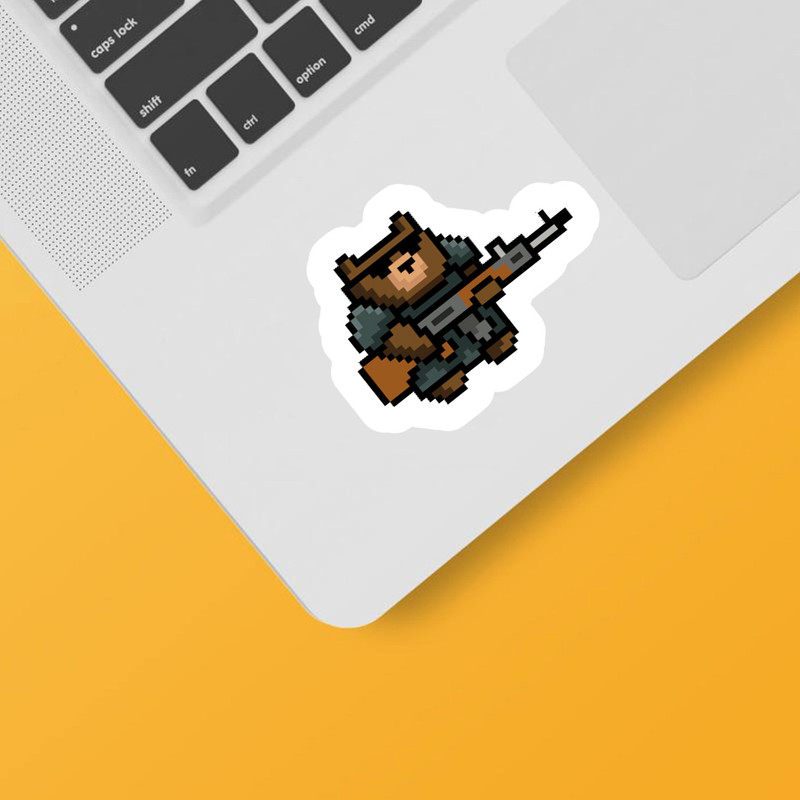 استیکر لپ تاپ و موبایل بووم طرح خرس پیکسلی کد N16