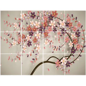 تایل سقفی آسمان مجازی طرح درخت شکوفه کد 3D1769-12 سایز 60x60 سانتی متر مجموعه 12عددی