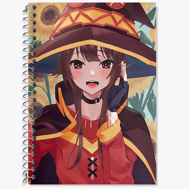 دفتر زبان 50 برگ خندالو مدل دو خط طرح مگومین انیمه کونوسوبا Konosuba کد 27168