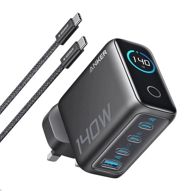 شارژر دیواری 140 وات چهار پورت انکر مدل B2697KZ1 به همراه کابل USB-C به طول 1.5 متر