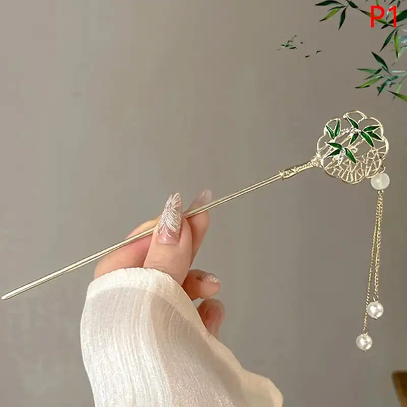 گیره مو زنانه مدل کانزاشی حلقه بامبو آویزدار brg k4520