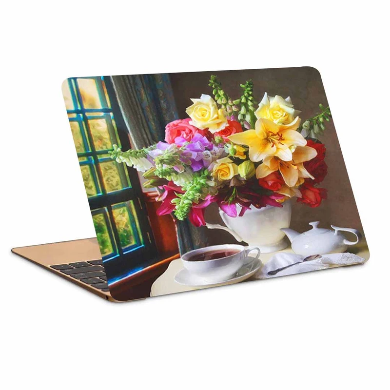استیکر لپ تاپ طرح یک فنجان چای کد P-51مناسب برای لپ تاپ 15.6 اینچ