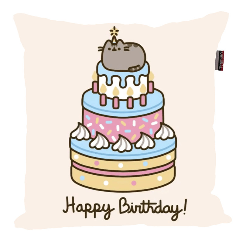 کوسن مدل گربه تبریک تولد Happy Birthday کد KO426