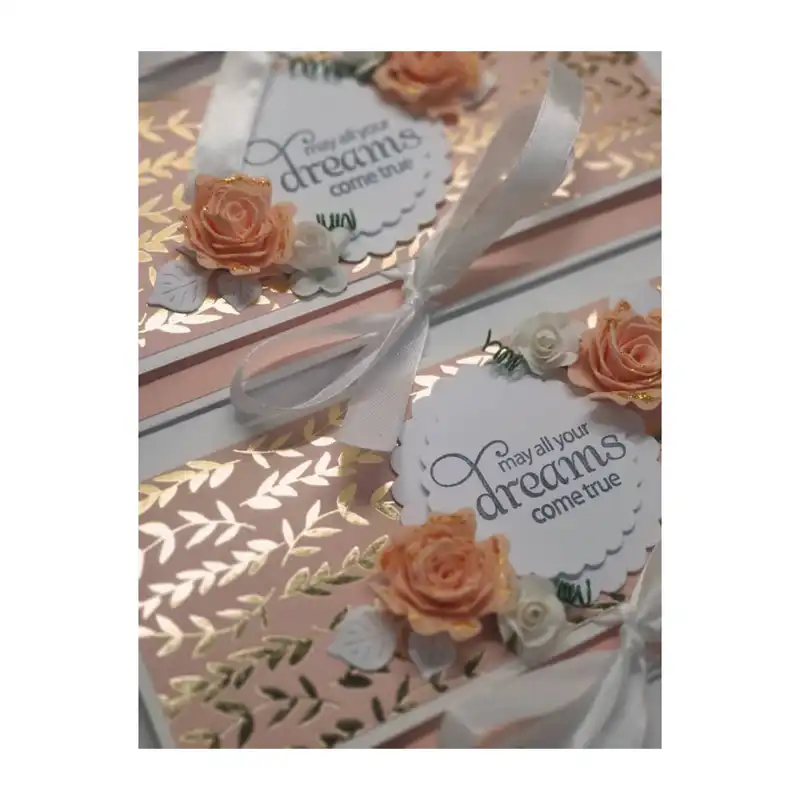 پاکت پول مدل برگ و گل طرح لاکچری طلاکوب