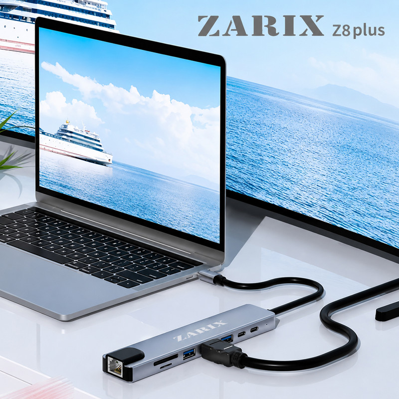 هاب ۸ پورت USB-C زاریکس مدل Z8 Plus 