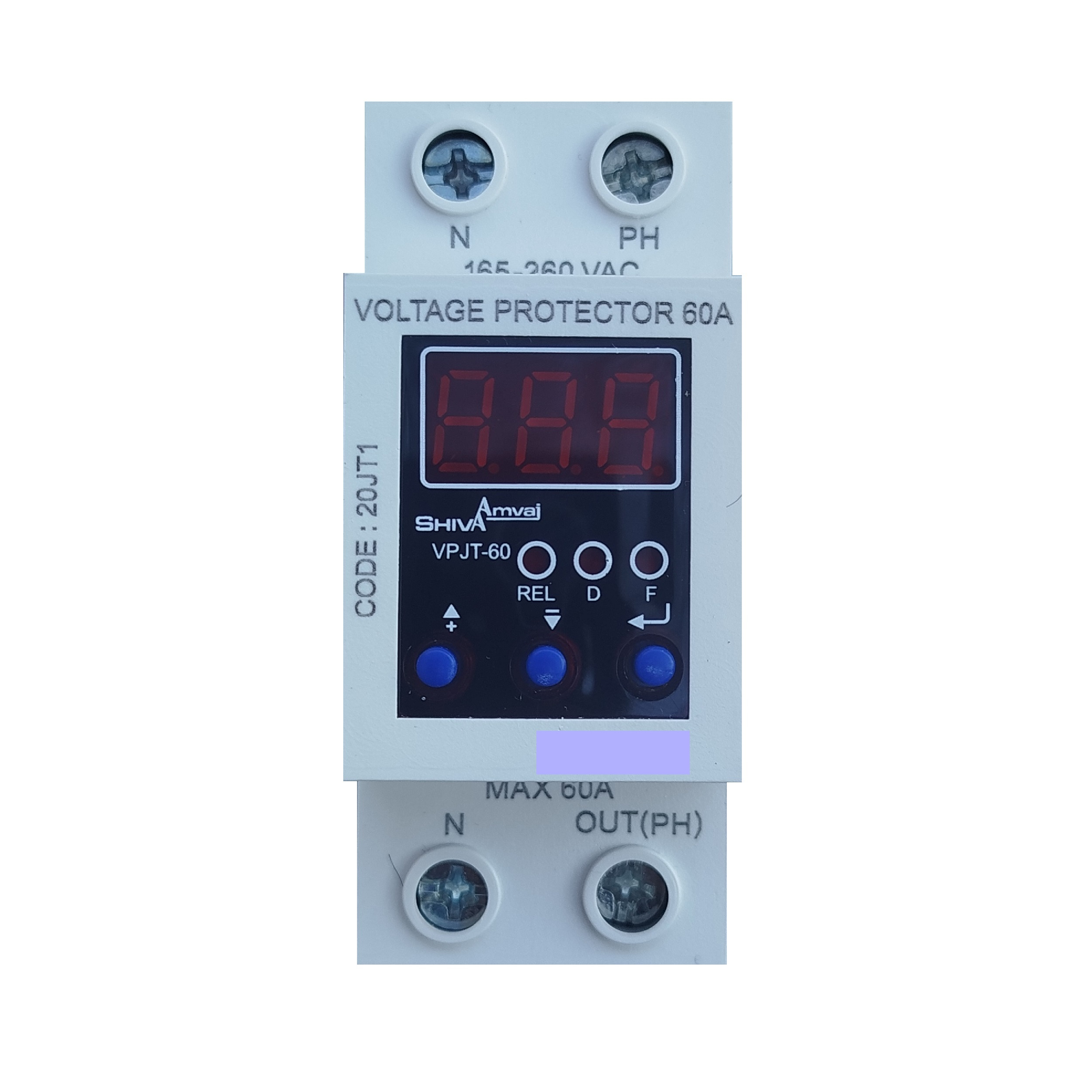 محافظ ولتاژ دیجیتال60A شیوا امواج مدل VPJT-60 کد 20JT1 بسته پنج عددی