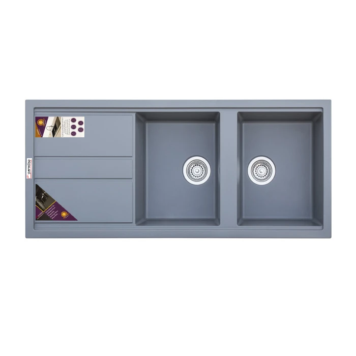 سینک ظرفشویی گرانیت توکار دو لگنه پارادایز مدل TURKEY-DOKHAT-202-HELMA_TOS